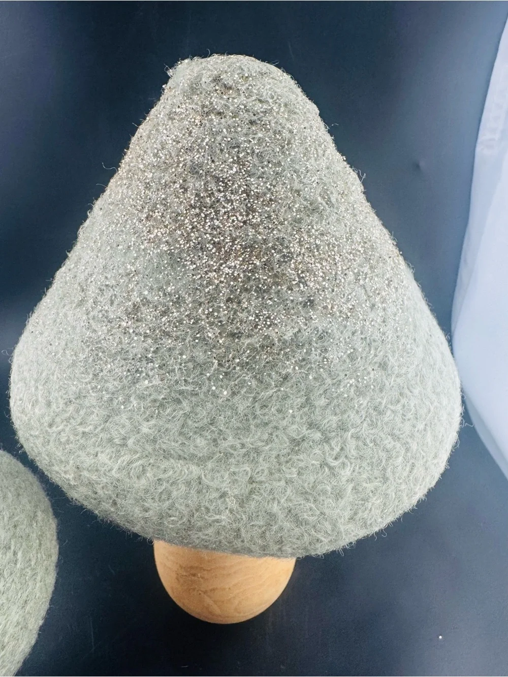 Felt Mushroom Decor Pair in Sage with Glitter Tops